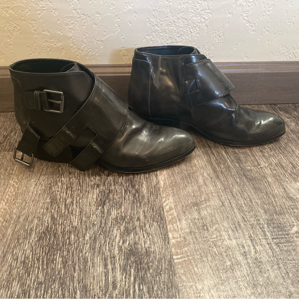 Cute black buckle booties